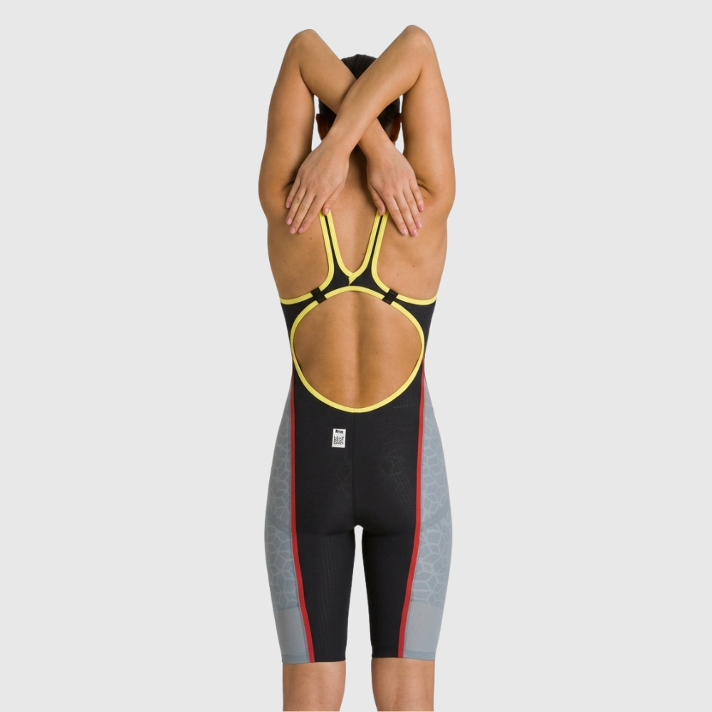 Mai&ocirc; de Nata&ccedil;&atilde;o Powerskin Carbon Ultra Open Back arena Cinza Escuro e Amarelo Fl&uacute;or
